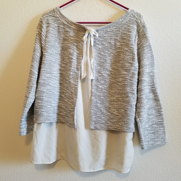 Anthro Postmark Janie sweater bow tie top large - Picture 7 of 7